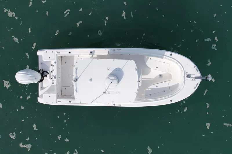 Slide: The Image of Overhead view of 2023 Edgewater 245CC boat on water. - 4