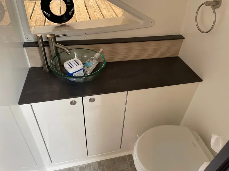 Slide: The Image of Bathroom in Sea Ray Sundancer 320 boat, modern design. - 30