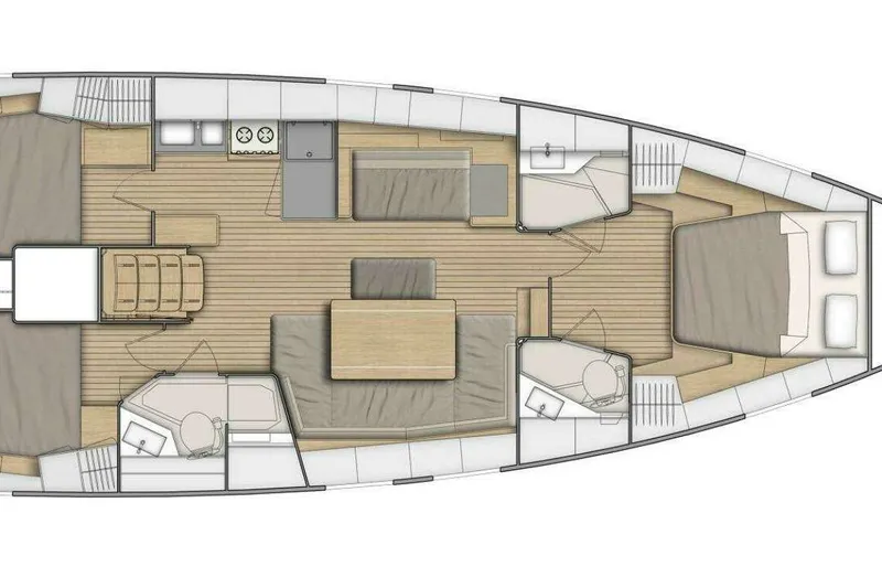 Slide: The Image of Floor plan of a 2020 Beneteau Oceanis 46.1 yacht, featuring spacious cabins and modern amenities. - 16