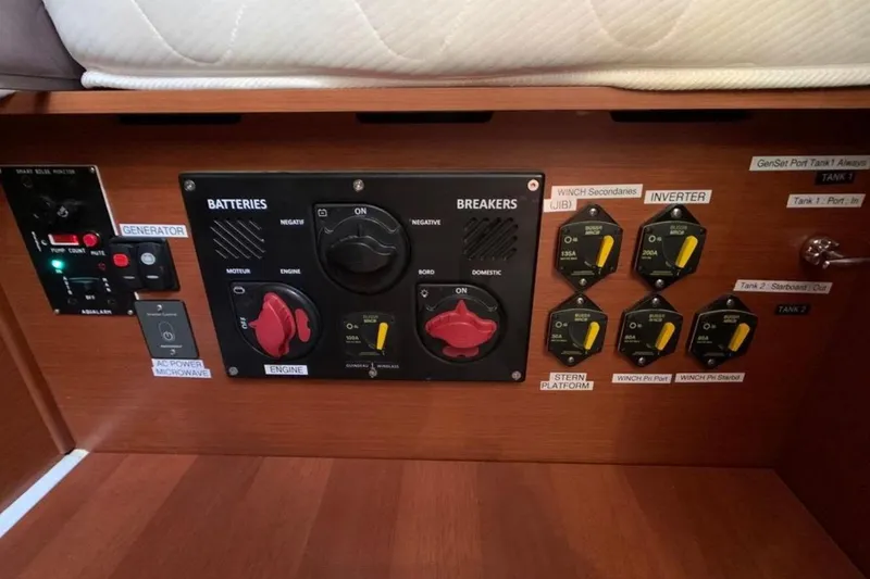 Slide: The Image of Electrical control panel on a 2020 Beneteau Oceanis 46.1 yacht. - 30