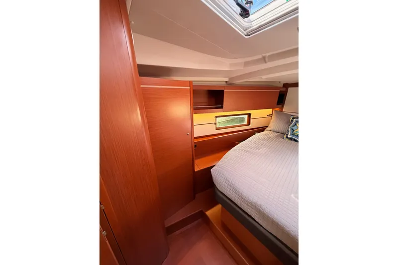Slide: The Image of Luxurious cabin interior of 2020 Beneteau Oceanis 46.1 yacht with wood finish. - 92