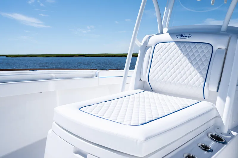 Slide: The Image of Luxurious seating on 2027 Valhalla Boatworks V-29 Hybrid, overlooking serene waters. - 18