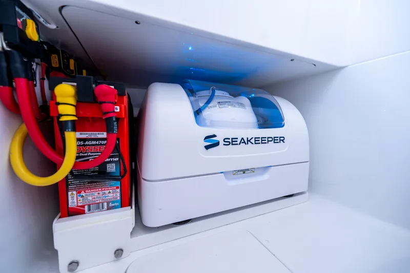Slide: The Image of Seakeeper system and battery setup in 2027 Valhalla Boatworks V-29 Hybrid. - 46