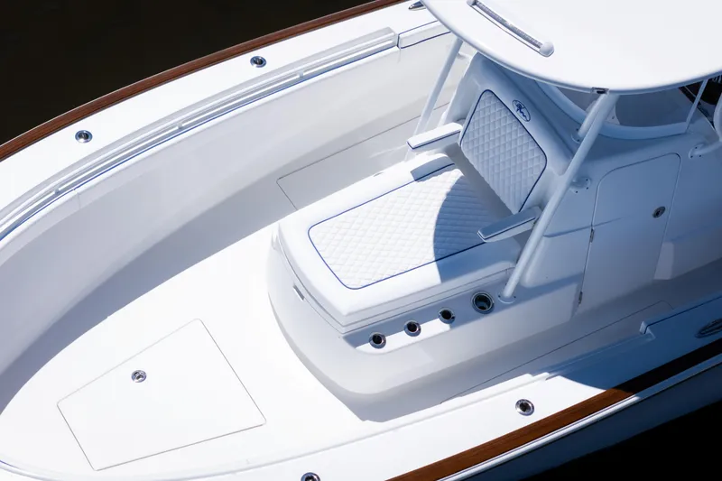 Slide: The Image of 2027 Valhalla Boatworks V-29 Hybrid, featuring sleek white seating and modern design. - 6