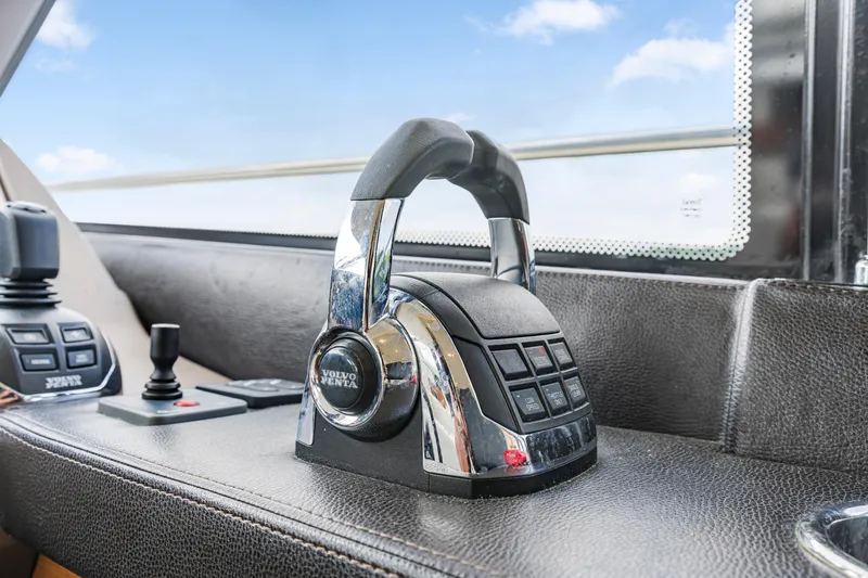 Slide: The Image of Control panel of a 2017 Prestige 500 yacht with Volvo Penta throttle. - 44