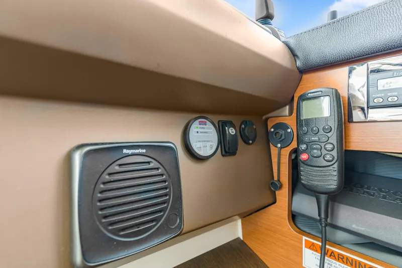 Slide: The Image of Control panel of a 2017 Prestige 500 yacht featuring Raymarine equipment. - 51
