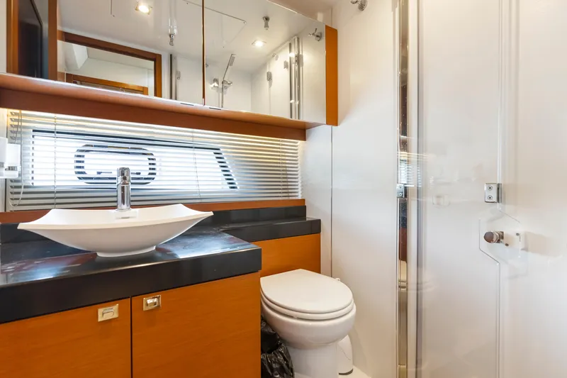 Slide: The Image of Luxurious bathroom interior of 2017 Prestige 500 yacht with modern fixtures and elegant design. - 8