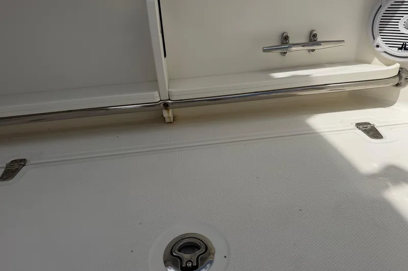 Slide: The Image of 2019 Boston Whaler 280 Outrage deck with stainless steel fittings and speaker. - 31