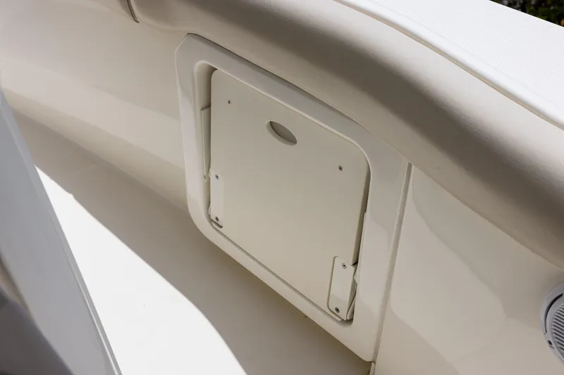 Slide: The Image of Storage compartment on a 2019 Boston Whaler 280 Outrage boat interior. - 23