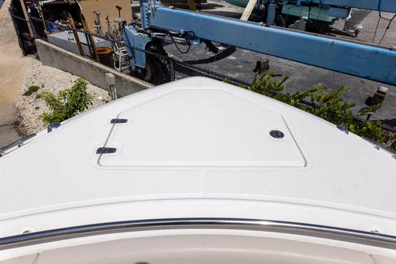 Slide: The Image of Bow of 2019 Boston Whaler 280 Outrage boat at dockyard. - 31