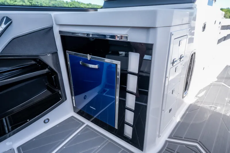 Slide: The Image of 2027 Monterey 385SS Super Sport interior with sleek cabinetry and modern design elements. - 48