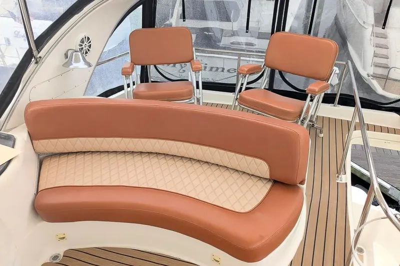 Slide: The Image of Interior of a 2004 Meridian 411 Sedan yacht with leather seating. - 14