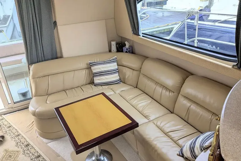 Slide: The Image of Interior of a 2004 Meridian 411 Sedan yacht with leather sofa. - 20