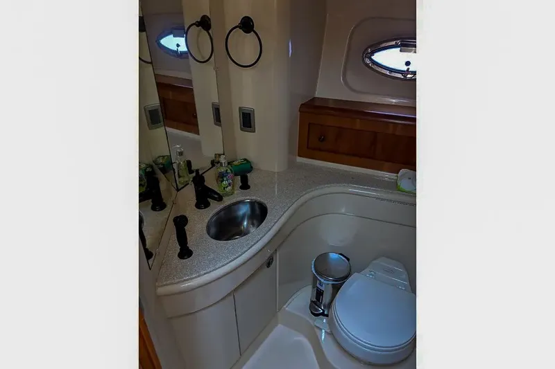 Slide: The Image of Bathroom in 2004 Meridian 411 Sedan with sink and toilet. - 29