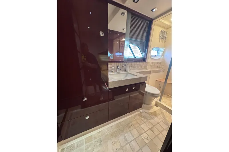 Slide: The Image of Luxurious bathroom in 2011 Sea Ray 540 Sundancer yacht with modern fixtures. - 67