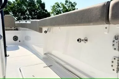 Slide: The Image of 2026 Sea Hunt Gamefish 27 Forward Seating boat interior with sleek design and comfortable seating. - 17