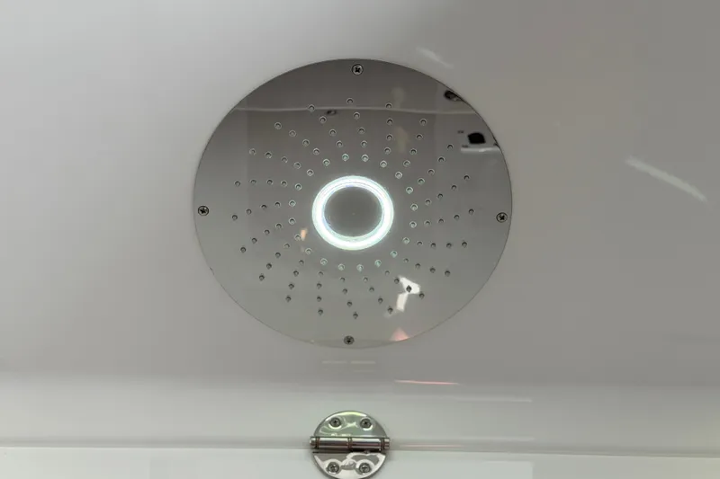 Slide: The Image of LED light fixture on 2026 Everglades 395 Center Console boat interior ceiling. - 111