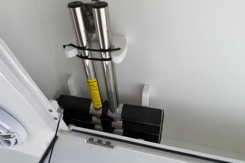 Slide: The Image of Storage compartment in 2026 Everglades 395 Center Console boat. - 75