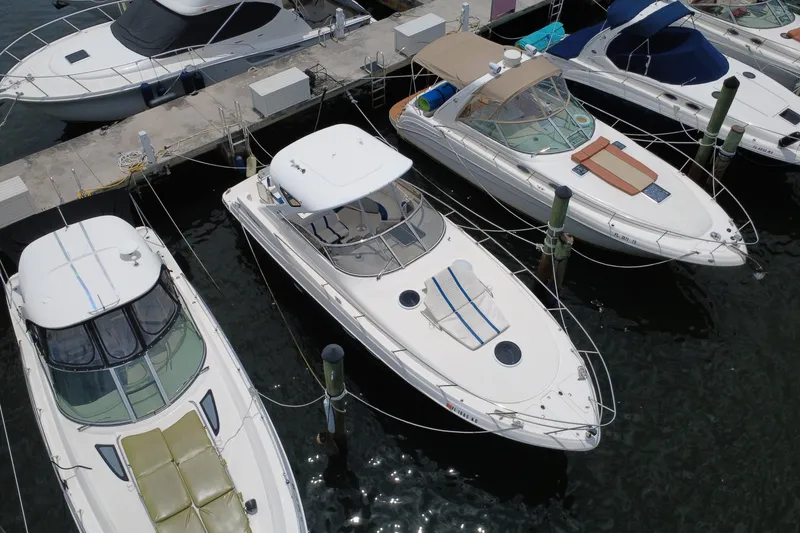 Slide: The Image of Docked boats including a 2006 Regal Commodore 3560, aerial view. - 6