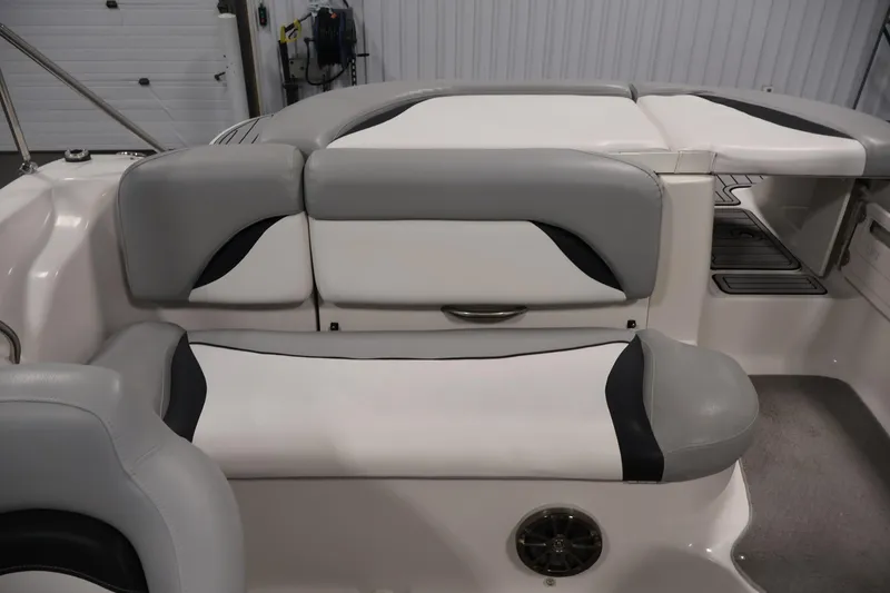 Slide: The Image of 2015 Starcraft Star Step 220 I/O boat interior with gray and white seating. - 32