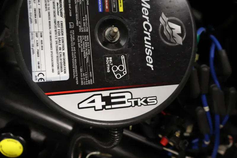 Slide: The Image of MerCruiser 4.3 TKS engine detail on 2015 Starcraft Star Step 220 I/O boat. - 39