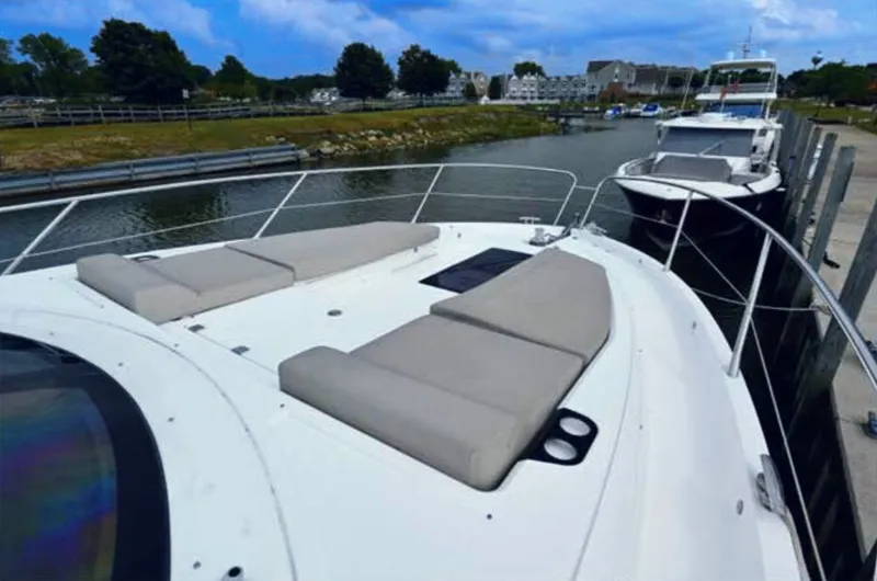 Slide: The Image of Sunseeker Predator 50 yacht docked, 2019 model. - 12