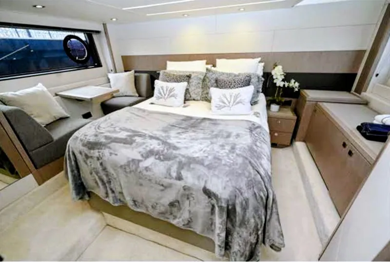 Slide: The Image of Luxurious bedroom in Sunseeker Predator 50 yacht, 2019 model. - 38