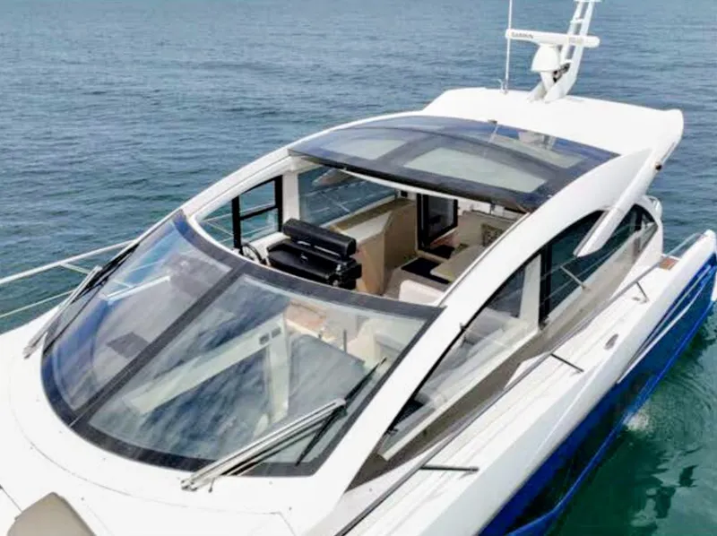 Slide: The Image of Sunseeker Predator 50 yacht on water, 2019 model. - 8