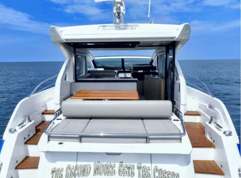 Slide: The Image of Sunseeker Predator 50 yacht on open sea, 2019 model. - 9