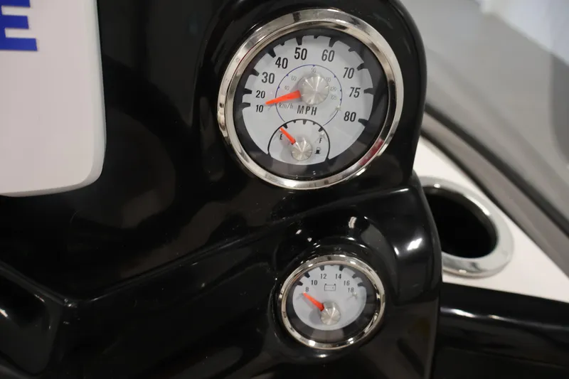 Slide: The Image of Close-up of 2019 Nitro Z19 Sport boat dashboard gauges. - 24