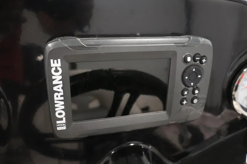 Slide: The Image of Lowrance Hook 5 HDI fish finder on 2019 Nitro Z19 Sport boat dashboard. - 26