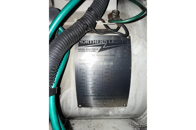 Slide: The Image of Northern Lights generator data plate on a 2001 Kadey-Krogen 39 boat. - 39