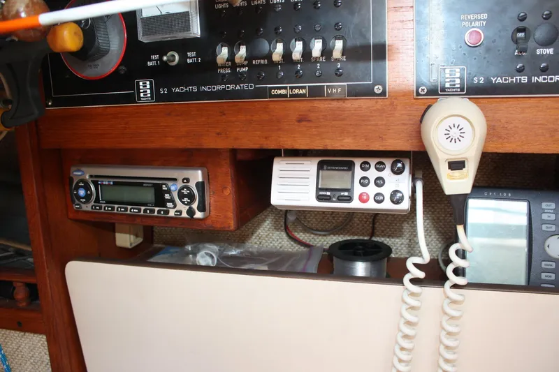 Slide: The Image of Control panel of a 1981 S2 9.2A yacht with radio and navigation equipment. - 41