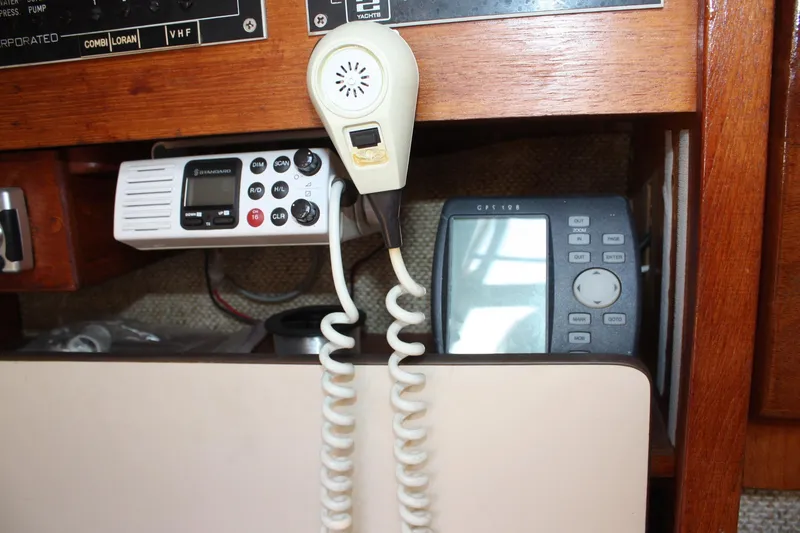 Slide: The Image of 1981 S2 9.2A yacht radio and GPS navigation equipment in wooden cabin. - 43