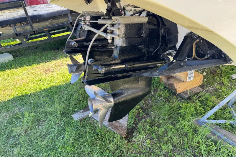 Slide: The Image of 1994 Fountain 42 Lightning boat propeller and drive system on grass. - 35
