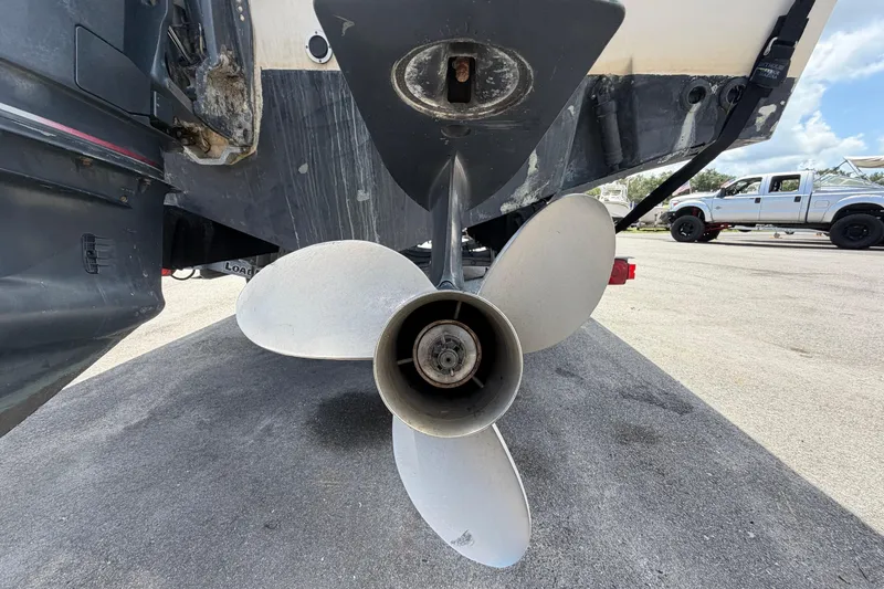 Slide: The Image of Propeller of a 2000 Grady-White Express 265 boat on a trailer. - 5