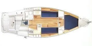 Slide: The Image of Layout of the 2001 J/32 with two cabins and a galley. - 45