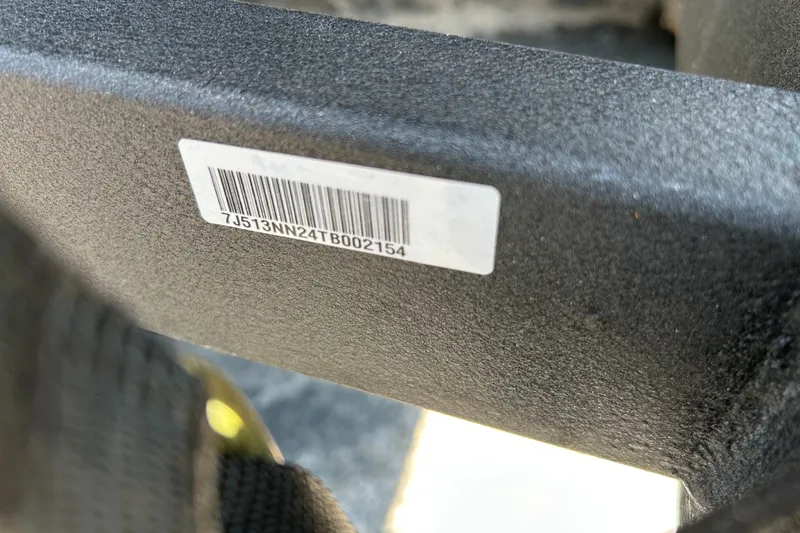 Slide: The Image of Close-up of a barcode on a 2026 Sun Tracker Party Barge 20 DLX. - 100