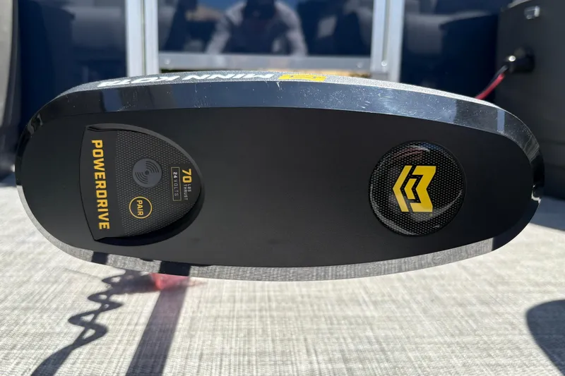 Slide: The Image of Close-up of PowerDrive motor on 2026 Sun Tracker Sportfish 24 XP3 boat. - 37