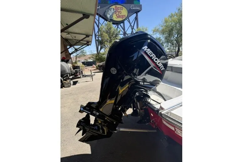 Slide: The Image of Mercury outboard motor on 2026 Tahoe T16 boat at Bass Pro Shops. - 6
