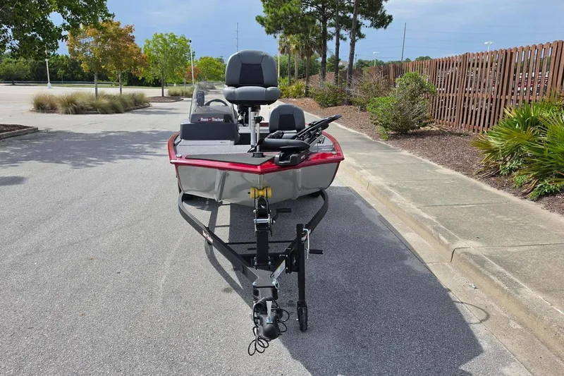 Slide: The Image of 2026 Tracker Bass Tracker Classic XL boat on trailer in parking lot. - 5