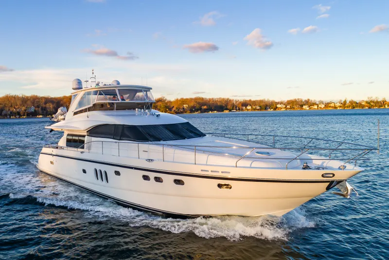 Slide: The Image of 2006 Princess 75 Motor Yacht cruising on calm water. - 3