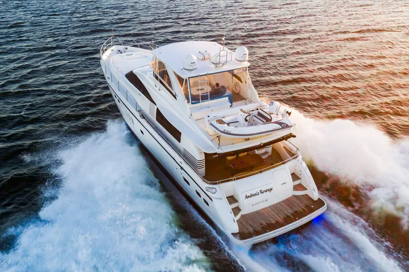 Slide: The Image of 2006 Princess 75 Motor Yacht cruising on the ocean at sunset. - 7