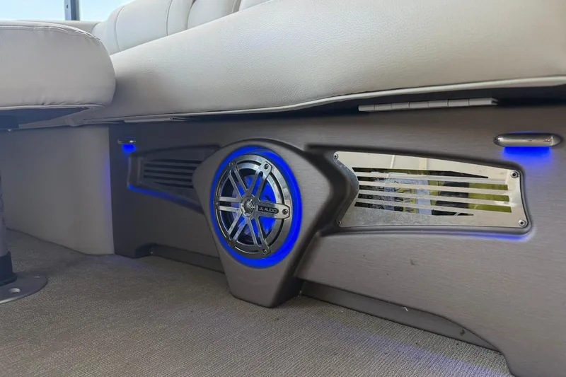 Slide: The Image of 2017 Avalon Catalina Platinum 2585 interior with JL Audio speaker and blue LED lighting. - 40