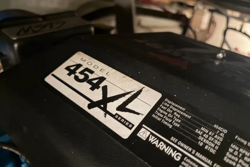 Slide: The Image of Engine label of a 1971 Chris-Craft 42 Commander, Model 454 XL Series. - 35