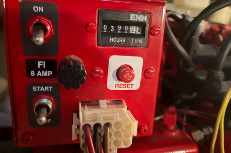 Slide: The Image of Close-up of a control panel on a 1971 Chris-Craft 42 Commander boat. - 38