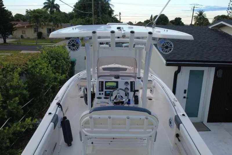 Slide: The Image of 2020 Robalo R222 Explorer boat with advanced navigation system and spacious deck. - 9