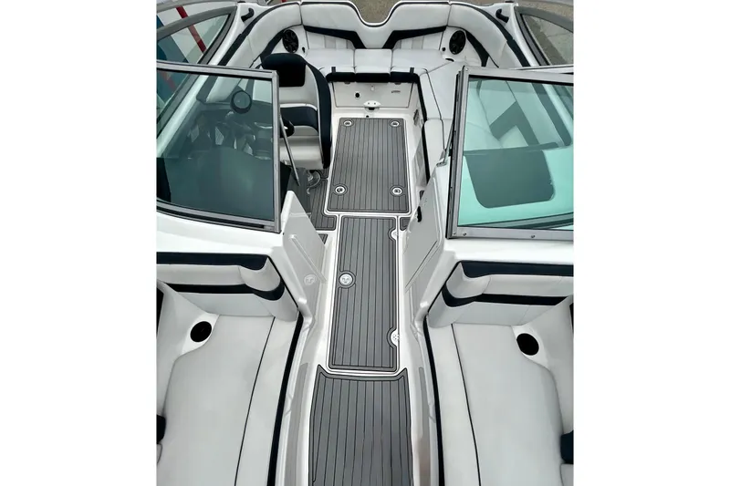 Slide: The Image of 2015 Yamaha AR210 boat interior with sleek seating and modern design. - 55