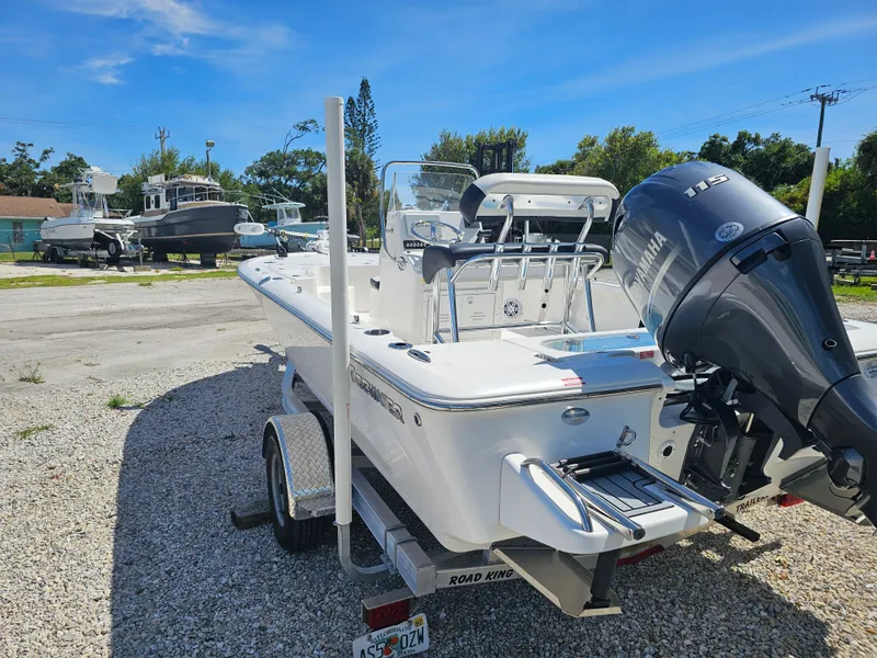 Slide: The Image of 2025 Tidewater Bay Max 1910 boat on trailer outdoors. - 5