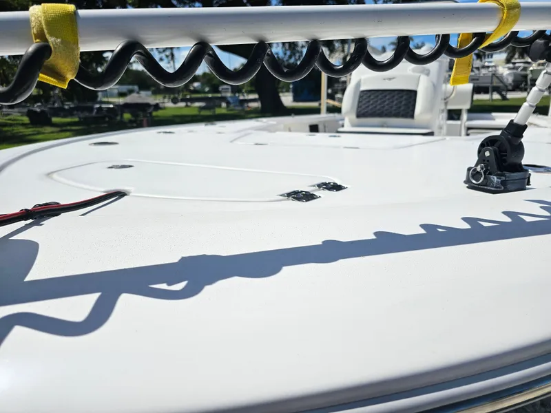 Slide: The Image of Close-up of 2025 Tidewater Bay Max 1910 boat deck. - 7